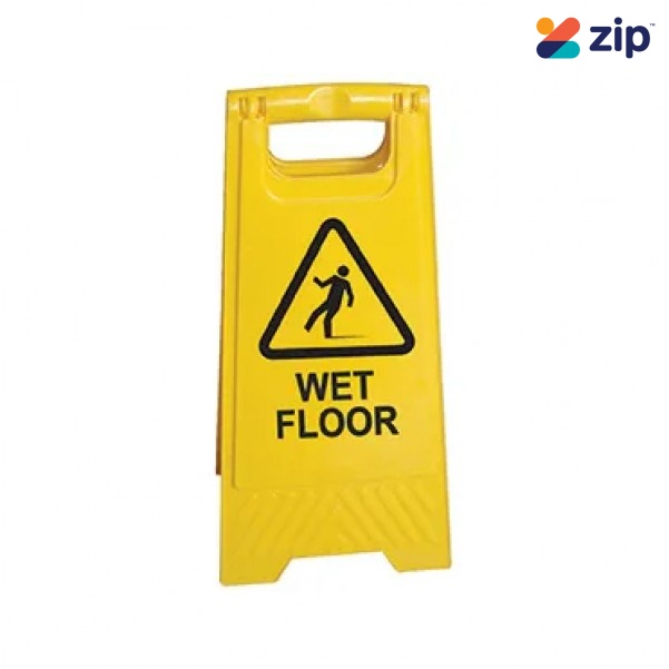 Spill Crew SSAY-WF - 290mm x 610mm Sign Plastic A Frame Yellow “Wet Floor" Safety Signs & Barriers